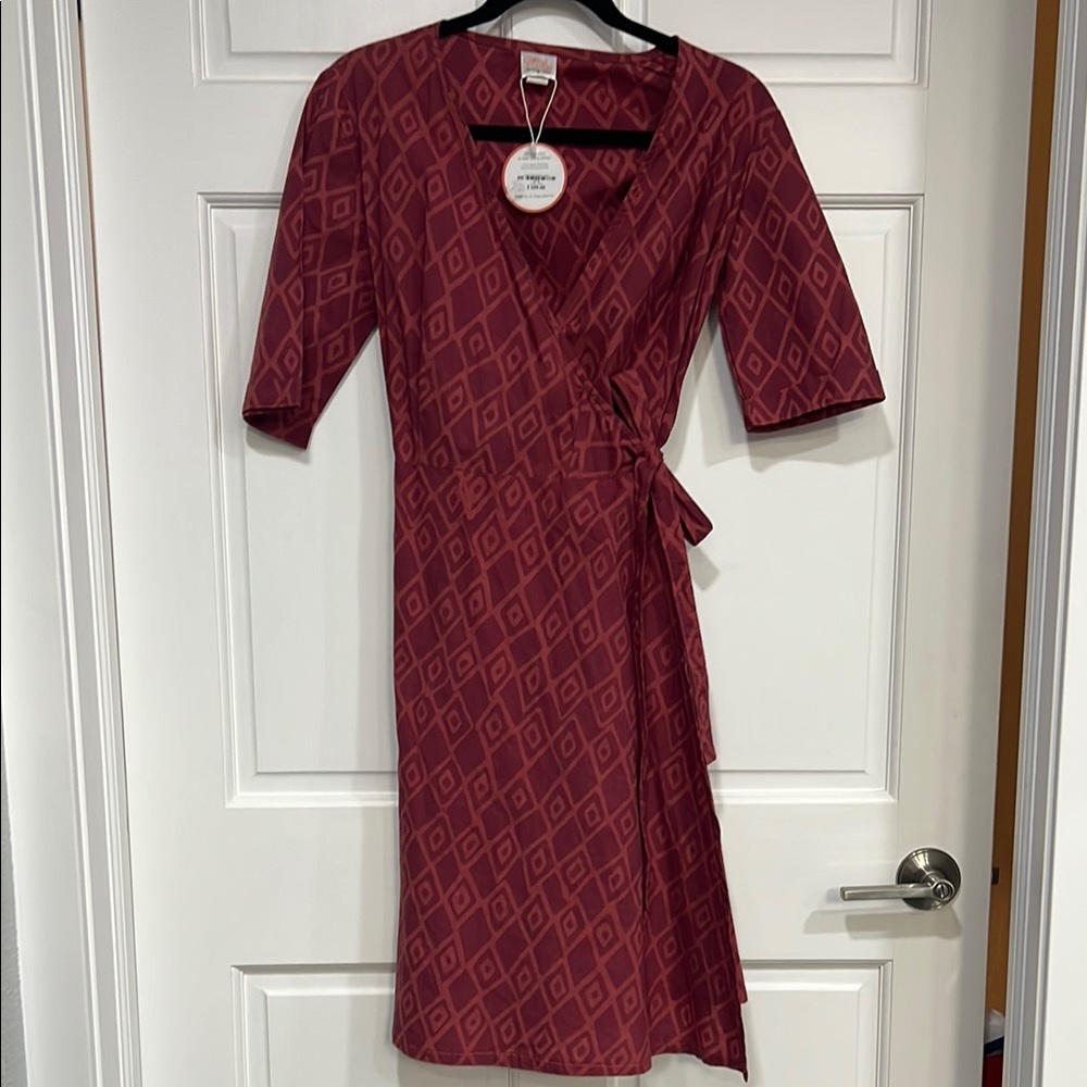 Wrap Dress-Argyle Wine Organic Cotton